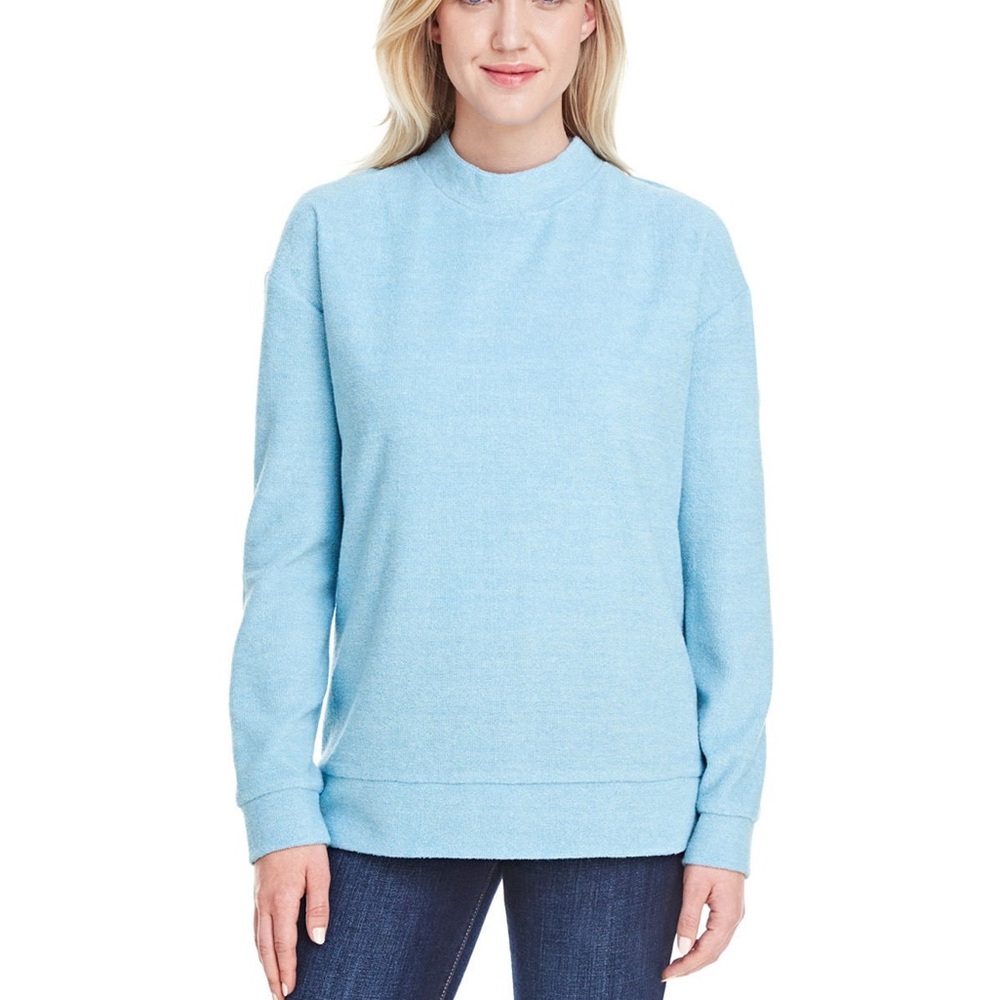 J. America Columbia blue Mock Neck Crew neck sweatshirt NWT size small